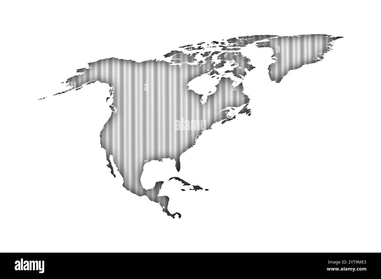 Carte de l'Amérique du Nord sur la tôle ondulée Banque D'Images