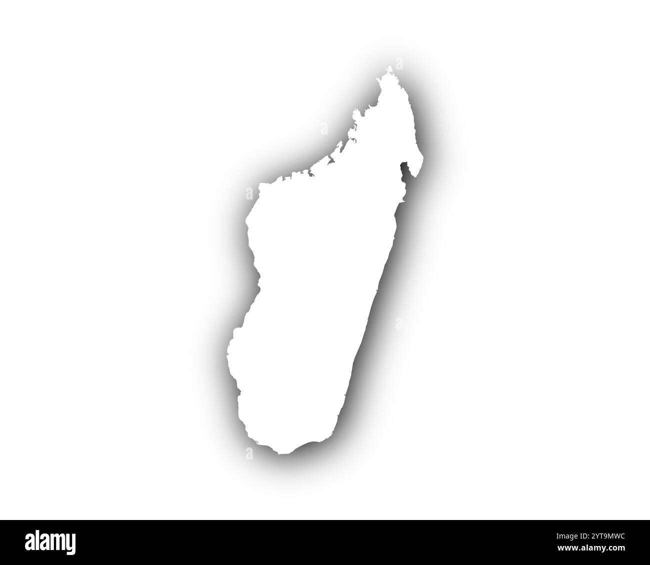 Carte de Madagascar avec des ombres Banque D'Images