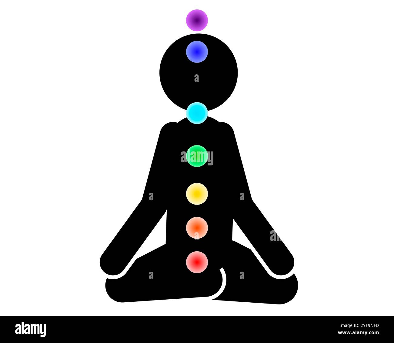 Méditez le pictogramme et les 7 chakras Banque D'Images