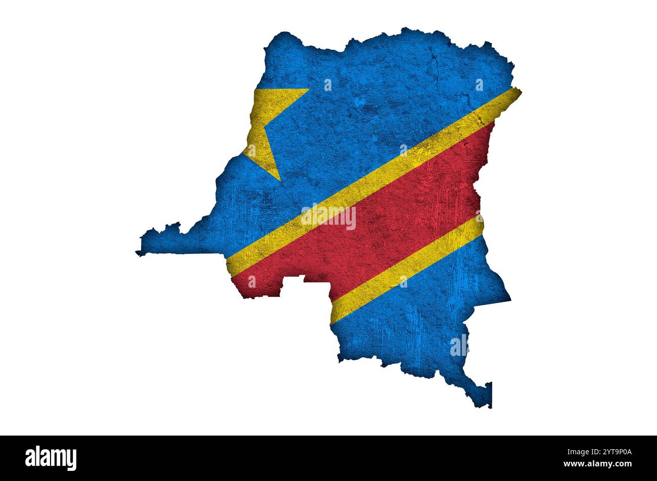 Carte et drapeau de la République démocratique du Congo sur béton altéré Banque D'Images