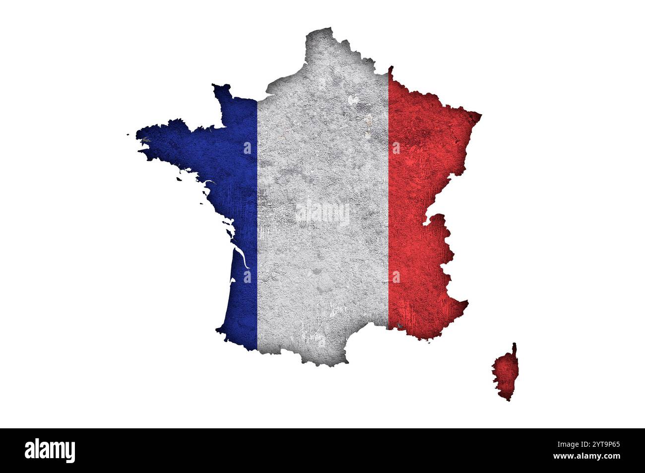 Carte et drapeau de la France sur le béton abîmé Banque D'Images