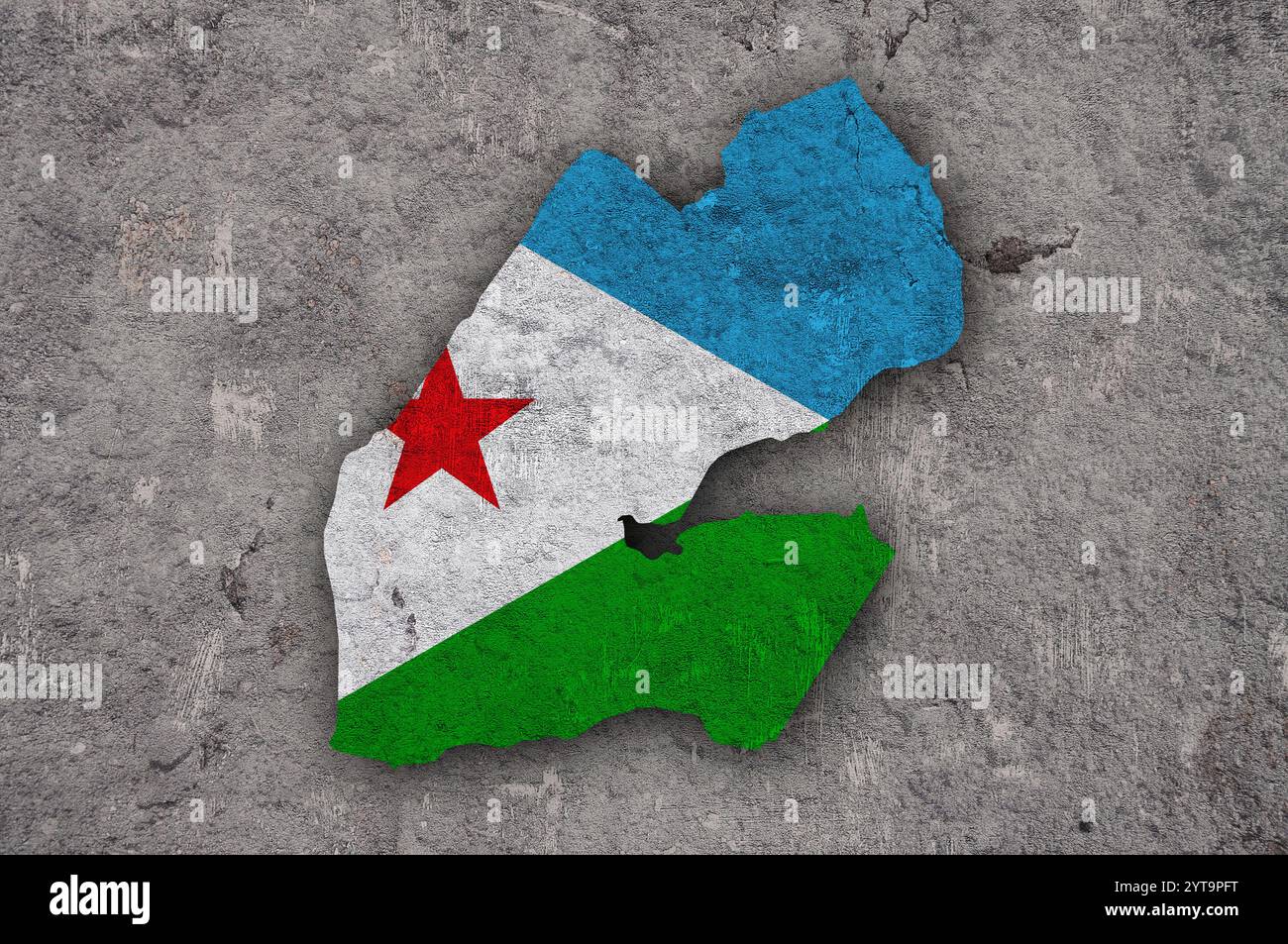 Carte et drapeau de Djibouti sur le béton abîmé Banque D'Images