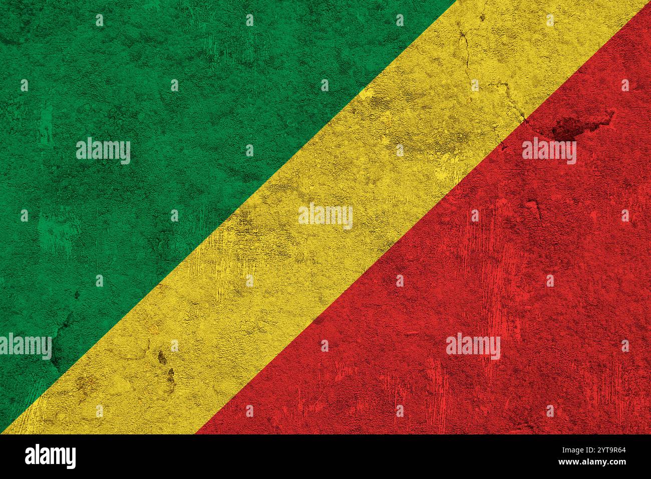 Drapeau de la République du Congo sur béton altéré Banque D'Images