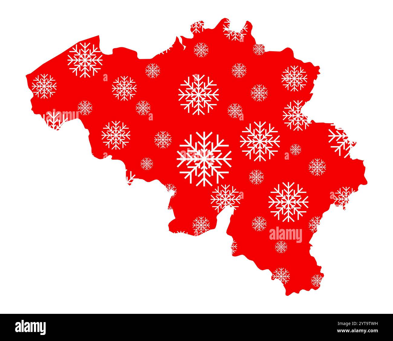 Carte de Belgique avec des flocons Banque D'Images