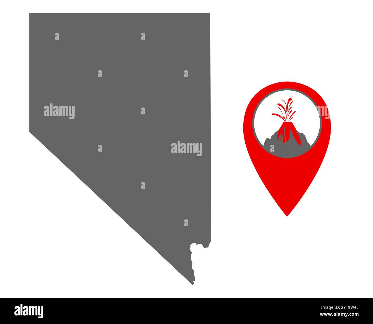 Carte du Nevada avec indicateur de volcan Banque D'Images