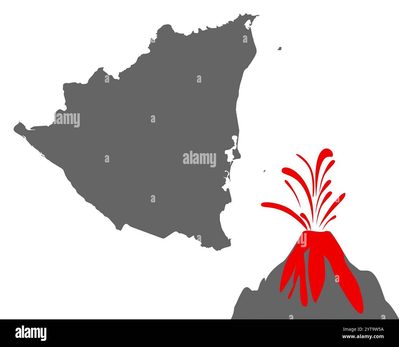 Carte du Nicaragua avec volcan Banque D'Images