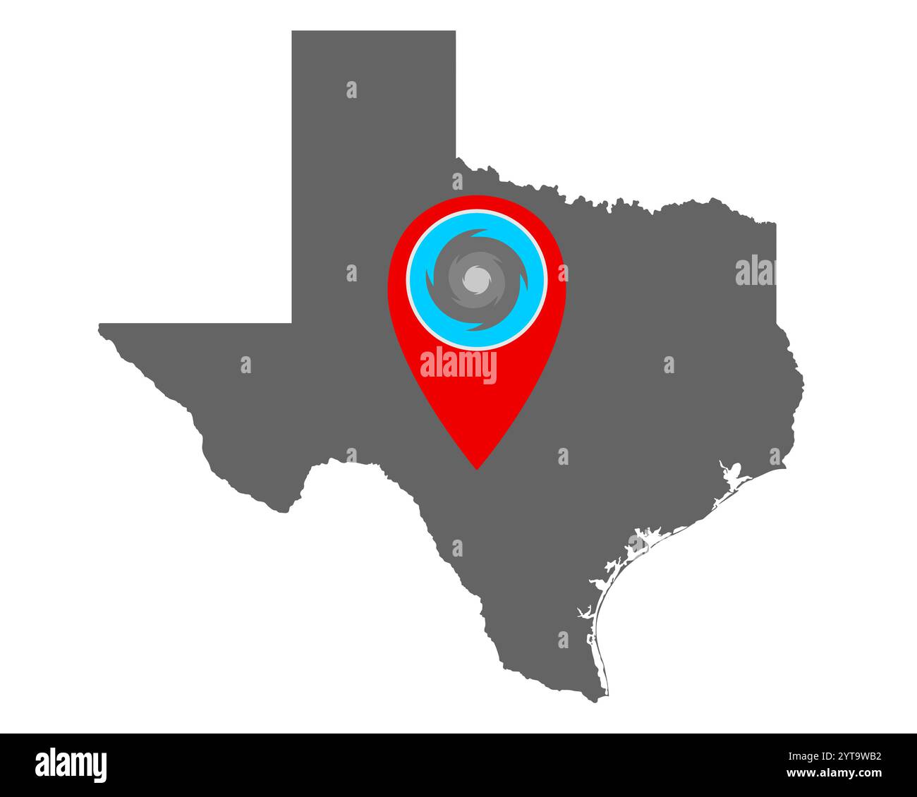 Carte du Texas et avertissement de l'ouragan de PIN Banque D'Images