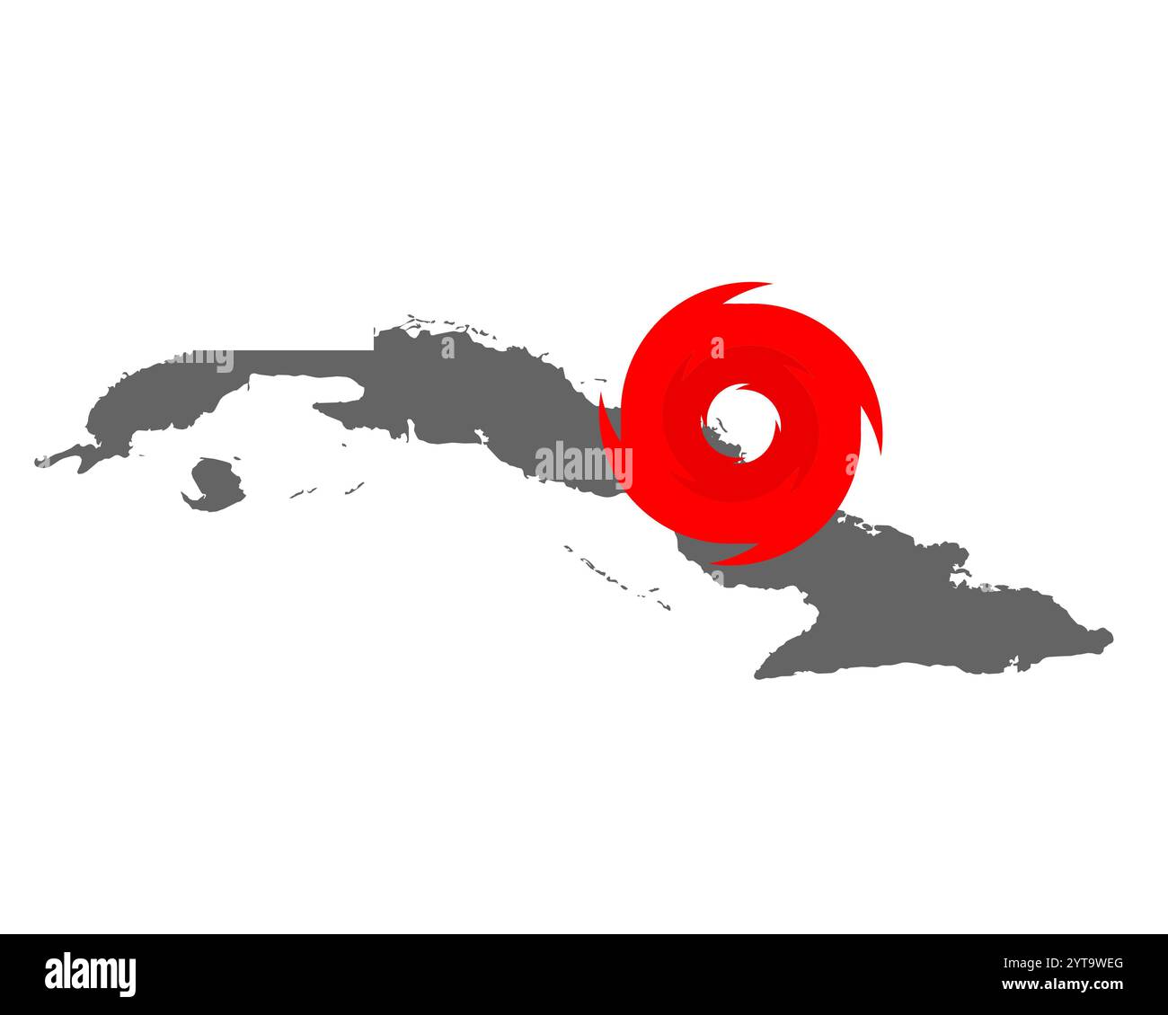 Carte de Cuba et symbole de l'ouragan Banque D'Images