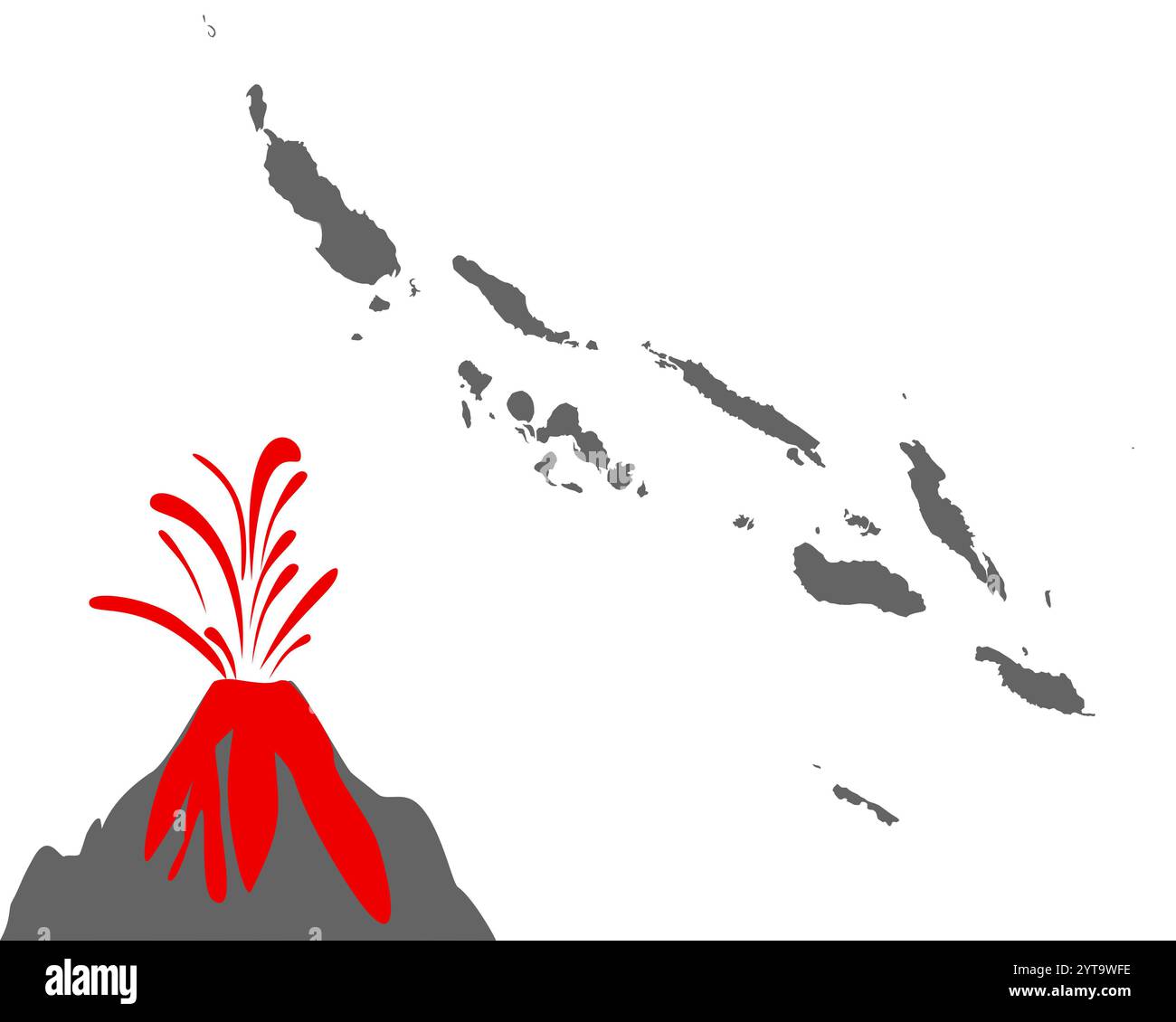 La carte des Îles Salomon avec volcano Banque D'Images
