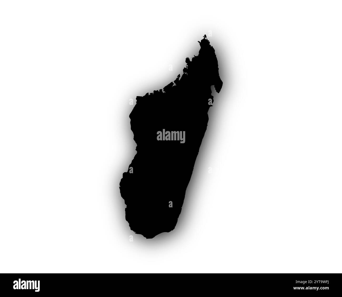 Carte de Madagascar avec des ombres Banque D'Images