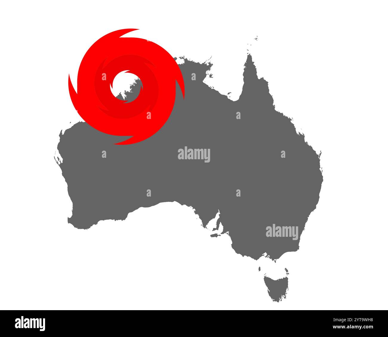 Carte de l'Australie et symbole de l'ouragan Banque D'Images