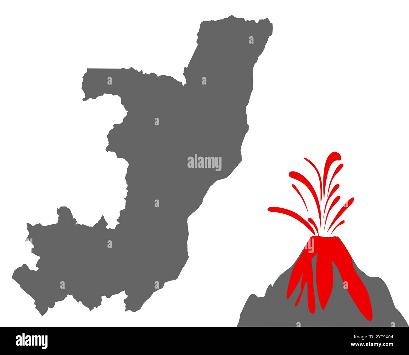 La carte du Congo avec volcano Banque D'Images