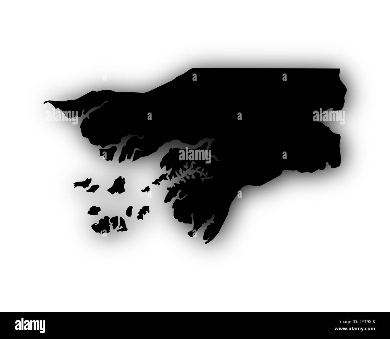Carte de Guinée-Bissau avec ombres Banque D'Images