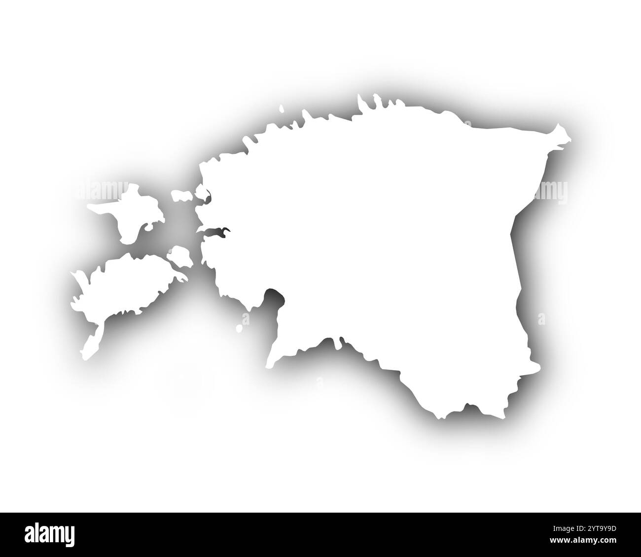 Carte de l'Estonie avec des ombres Banque D'Images