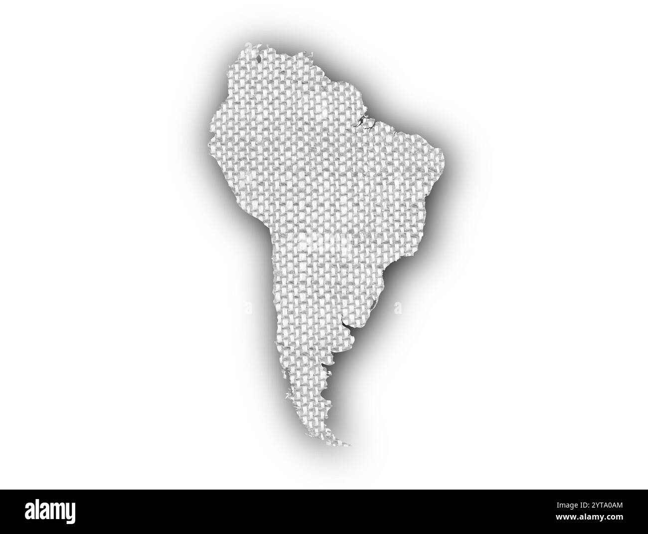 La carte de l'Amérique du Sud sur de vieux linge de maison Banque D'Images