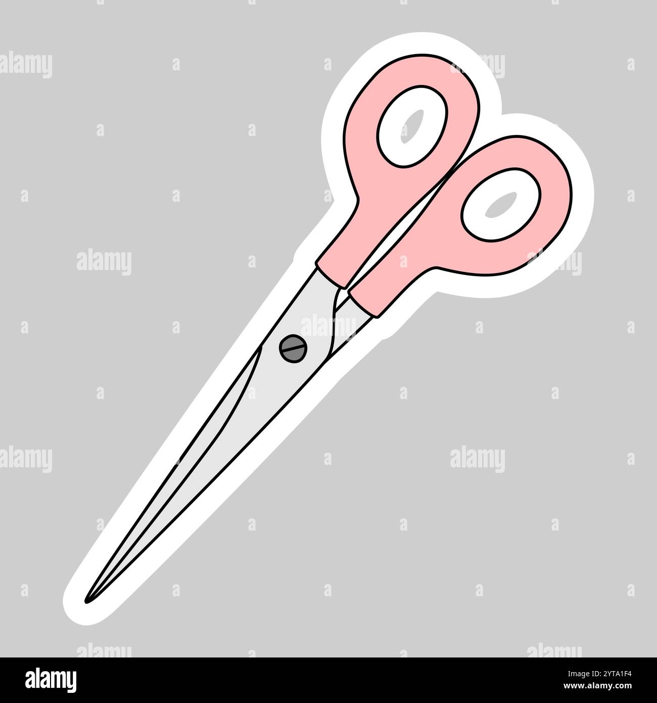Autocollant avec ciseaux, papeterie ou fourniture d'art, illustration vectorielle de style doodle Illustration de Vecteur