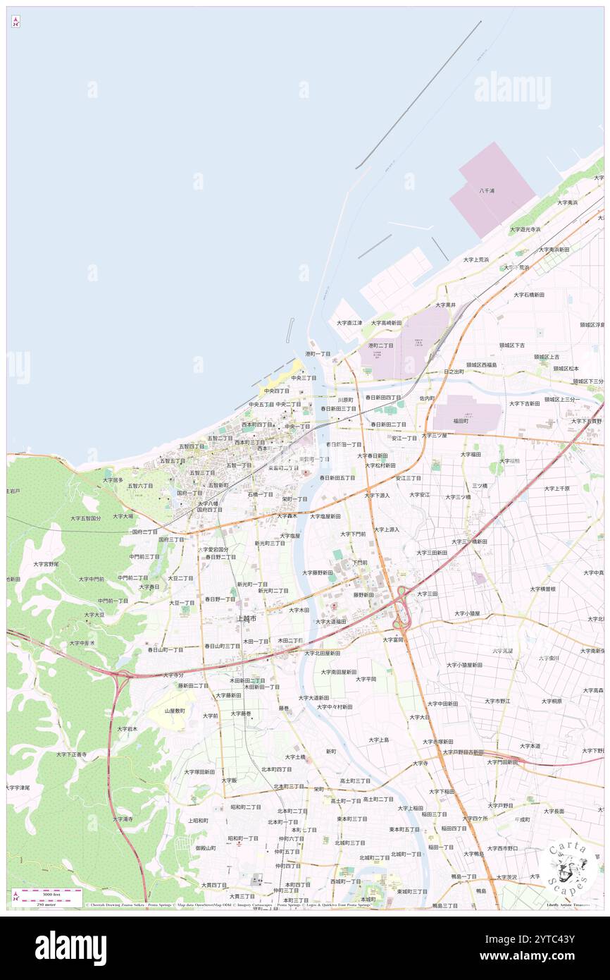 Touncho, J?etsu Shi, JP, Japon, Niigata, n 37 10' 9'', N 138 14' 45'', carte, Carthascapes carte publiée en 2024. Explorez Cartascapes, une carte qui révèle la diversité des paysages, des cultures et des écosystèmes de la Terre. Voyage à travers le temps et l'espace, découvrir l'interconnexion du passé, du présent et de l'avenir de notre planète. Banque D'Images