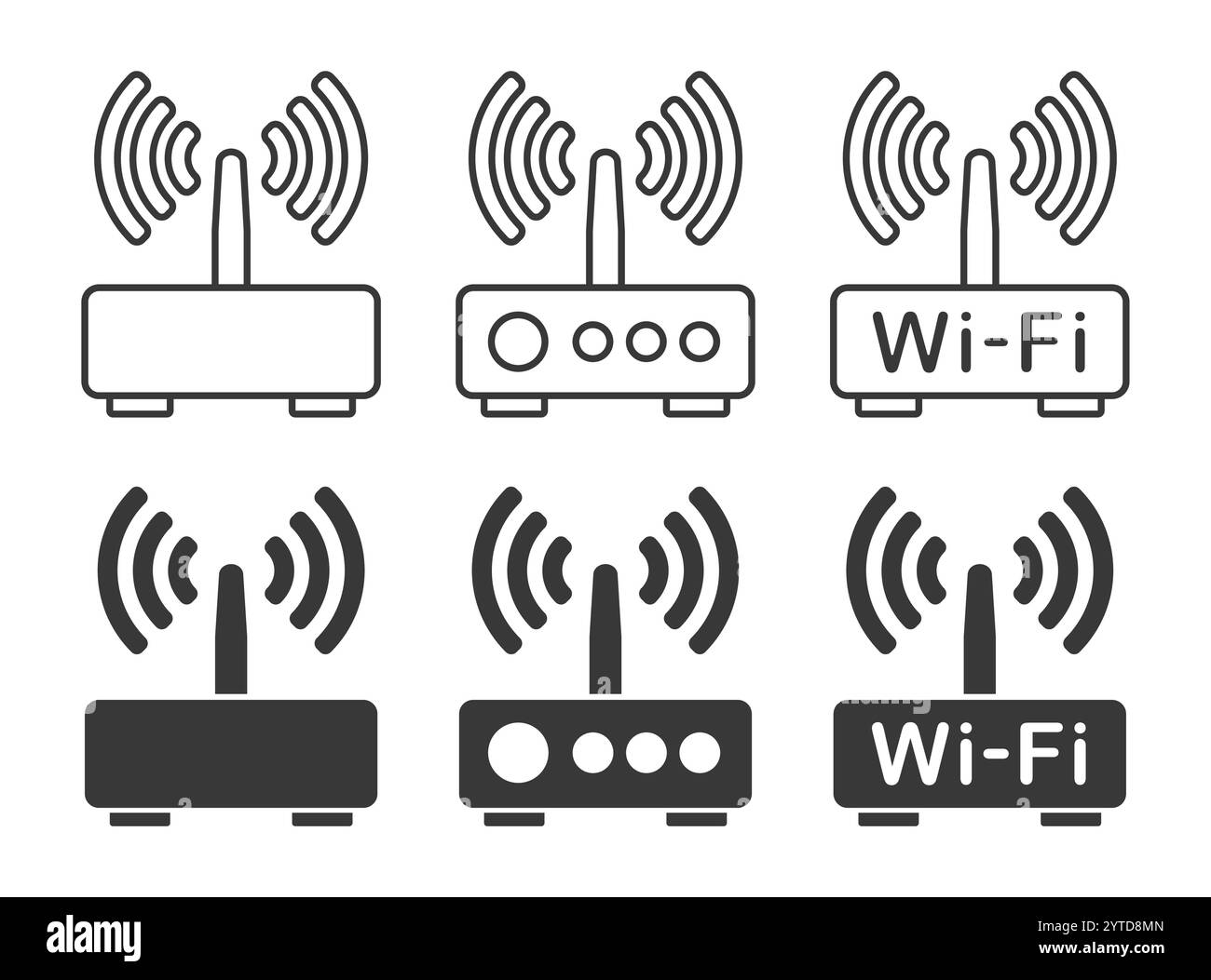 Icône de routeur Wi-Fi - forme de symbole définie. Silhouette du logo du modem WLAN. adsl, dsl, réseau, connexion internet sans fil. Illustration vectorielle. Isolé o Illustration de Vecteur