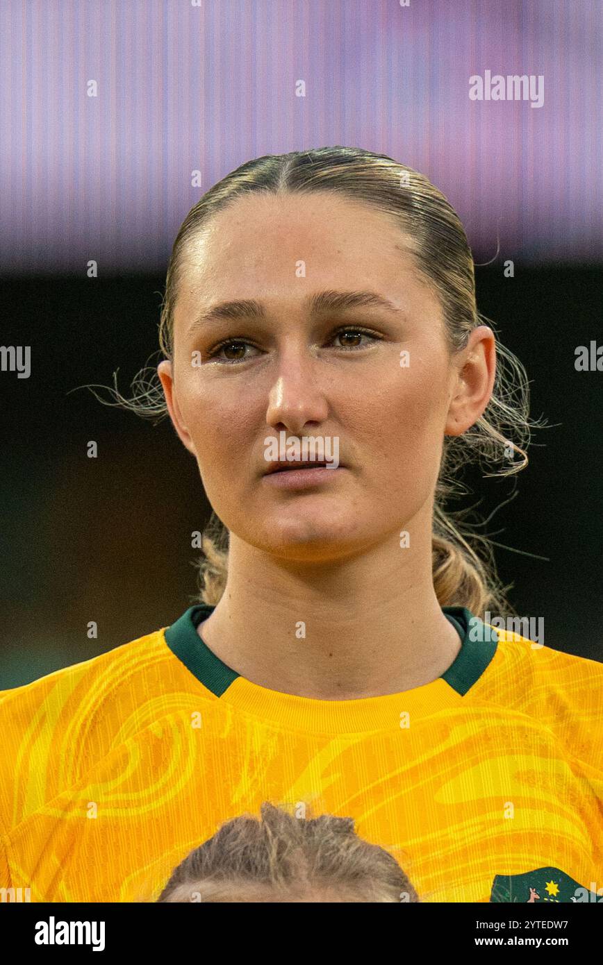 Geelong, Australie. 07 décembre 2024. Geelong, Australie, 7 décembre 2024 : Portrait de Winonah Heatley (3 Australie) lors du match amical international entre l'Australie et le Taipei chinois au stade GMHBA à Geelong, Australie. (NOE Llamas/SPP) crédit : photo de presse sportive SPP. /Alamy Live News Banque D'Images