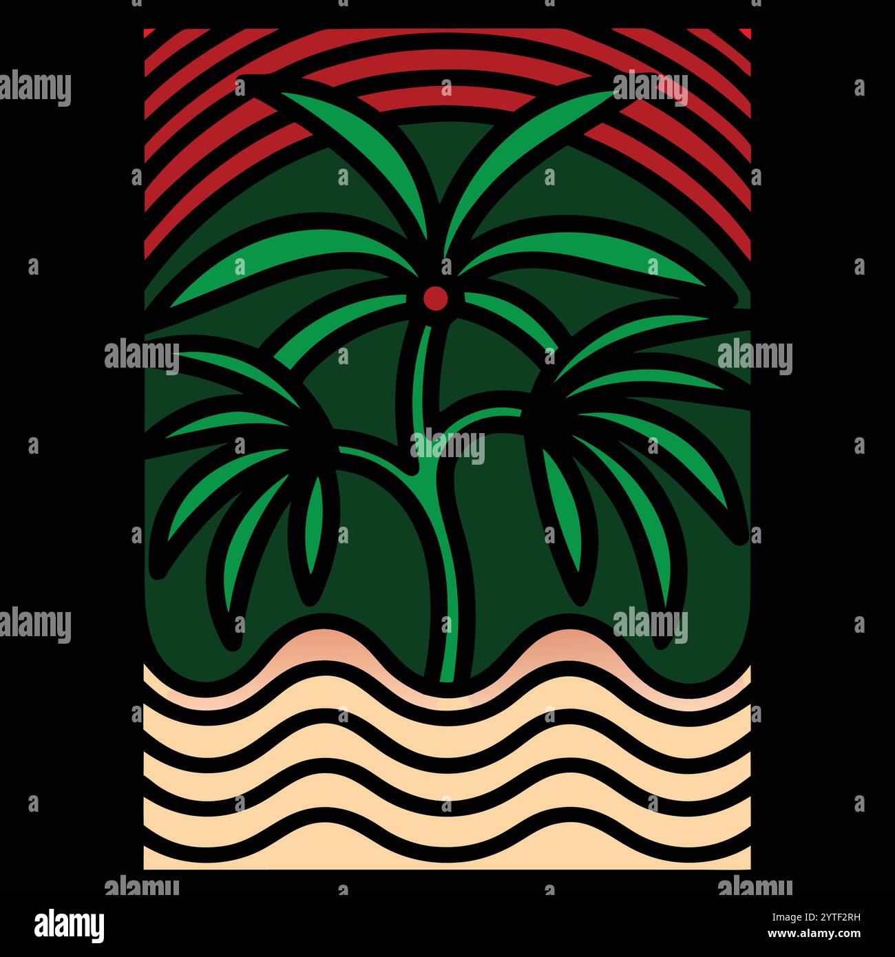 Un palmier au bord de la rivière illustration vectorielle nature tropicale conception graphique Illustration de Vecteur