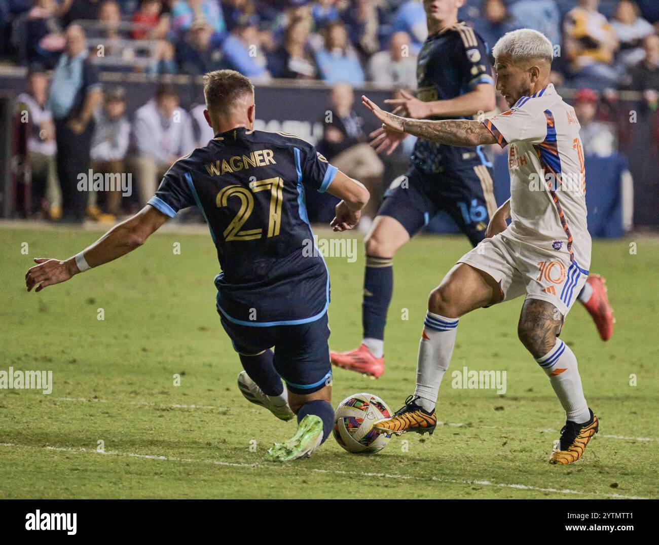 CHESTER, PA, États-Unis - 19 OCTOBRE 2024 : MLS match entre Philadelphia Union et le FC Cincinnati au Subaru Park. ***USAGE ÉDITORIAL SEULEMENT*** Banque D'Images