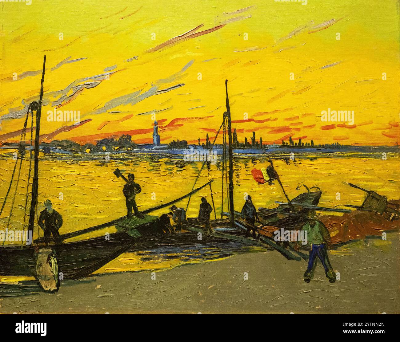 Vincent Van Gogh peignant les débardeurs - 1888 ; Post-impressionnisme, art du XIXe siècle Banque D'Images