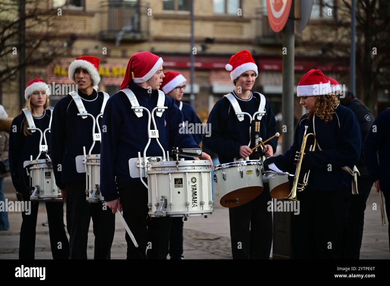 Helsingborg, Skåne, Suède. 1er décembre 2024. Marché de Noël. Bande de marche. Banque D'Images