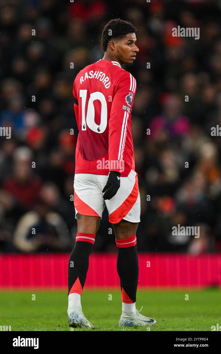 Marcus Rashford de Manchester United lors du match de premier League Manchester United vs Nottingham Forest à Old Trafford, Manchester, Royaume-Uni, le 7 décembre 2024 (photo par Craig Thomas/News images) in, le 8/12/2024. (Photo de Craig Thomas/News images/SIPA USA) crédit : SIPA USA/Alamy Live News Banque D'Images