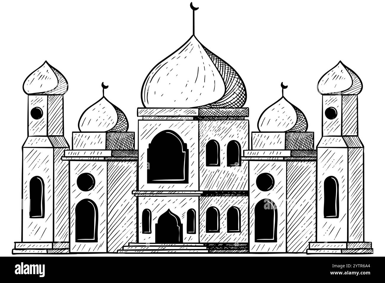 conception d'illustration de mosquée clip art dans le style dessiné à la main Illustration de Vecteur