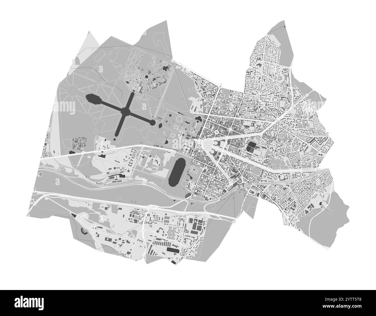 Carte de Versailles, France. Carte vectorielle détaillée de la ville, zone métropolitaine. Streetmap avec routes. Illustration de Vecteur