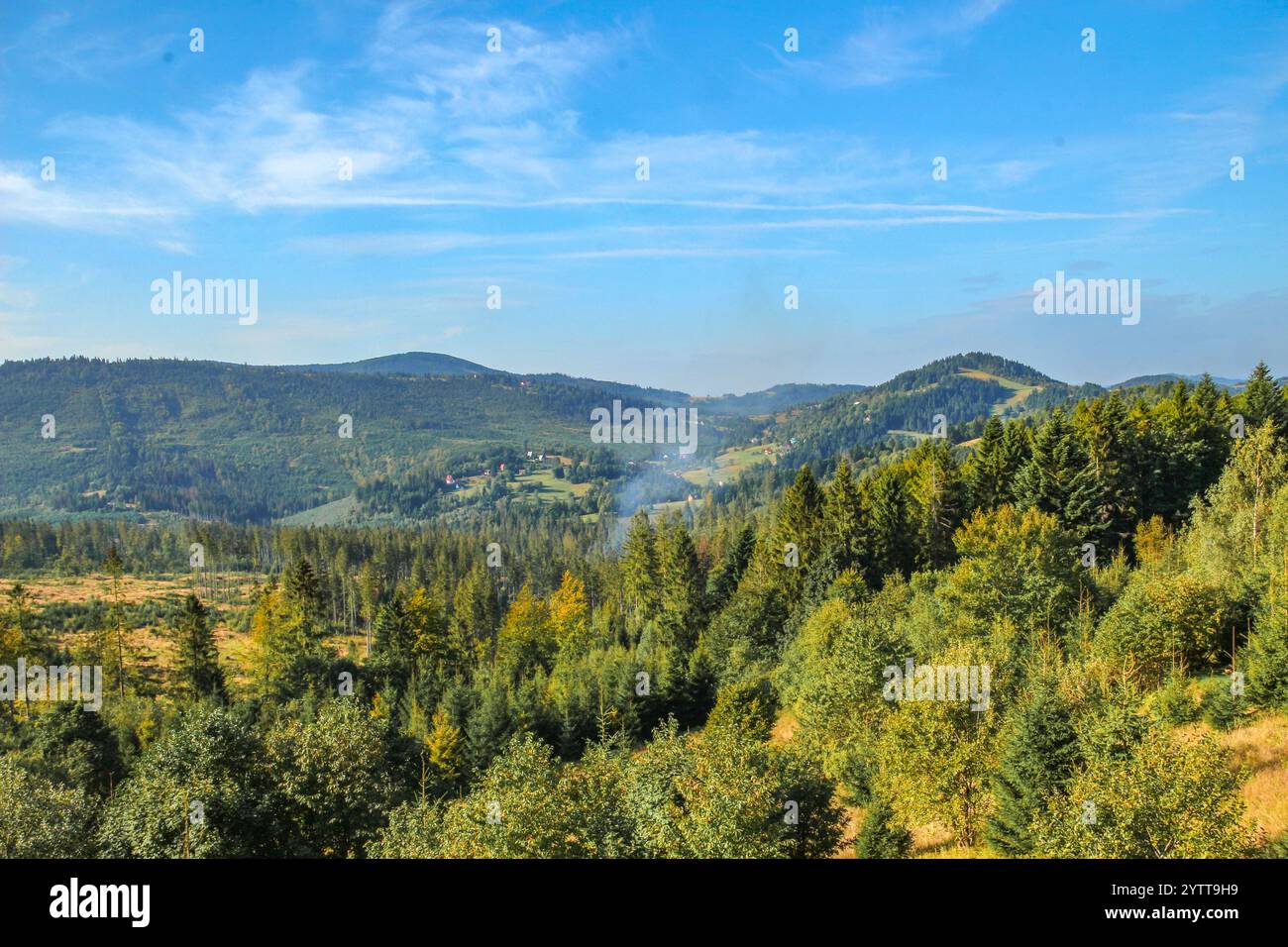 Sommets de haute montagne, panorama des Beskids de Silésie, paysage de montagne Banque D'Images