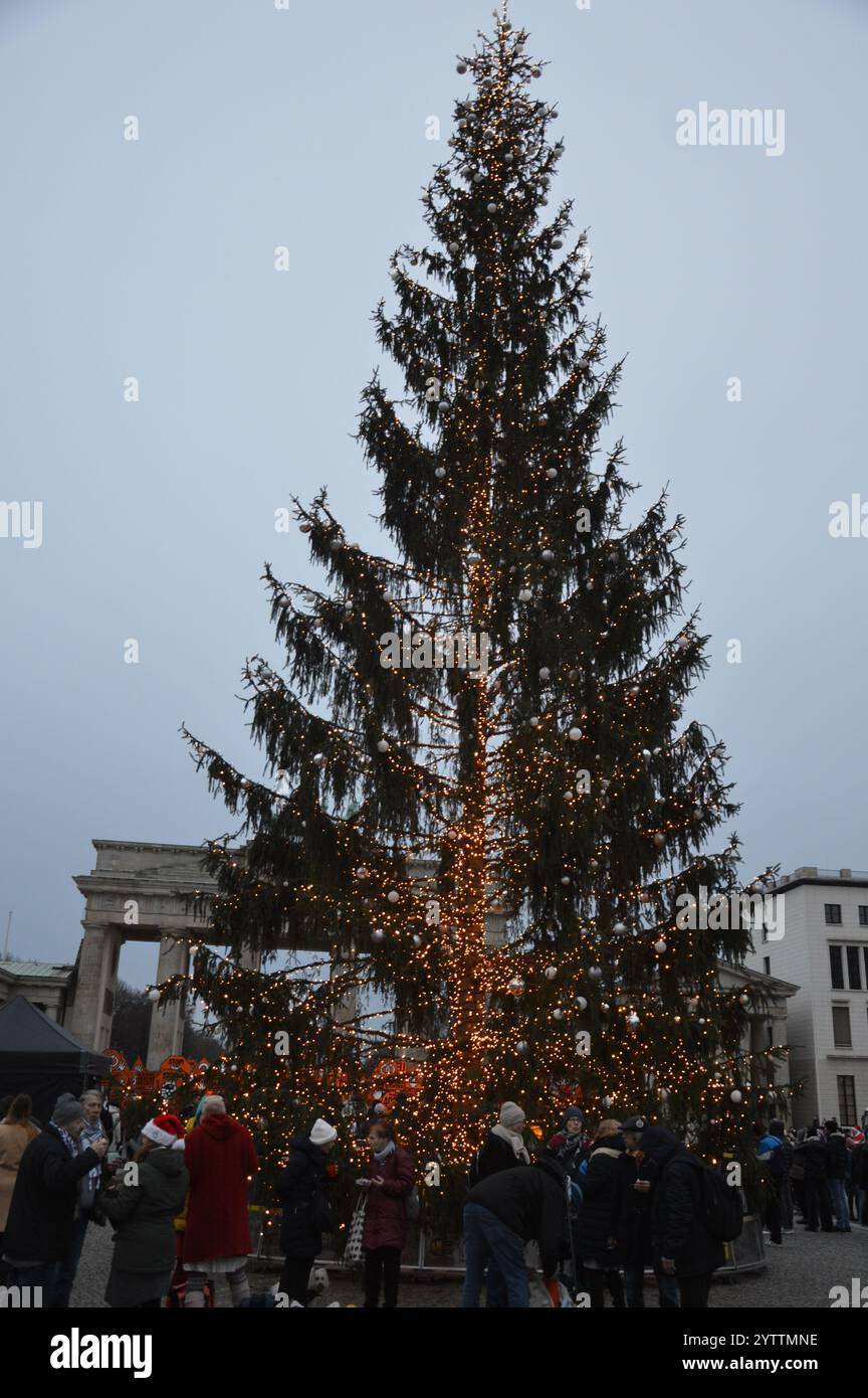 Berlin, Allemagne - 7 décembre. 2024 - arbre de Noël à Pariser Platz. (Photo de Markku Rainer Peltonen) Banque D'Images