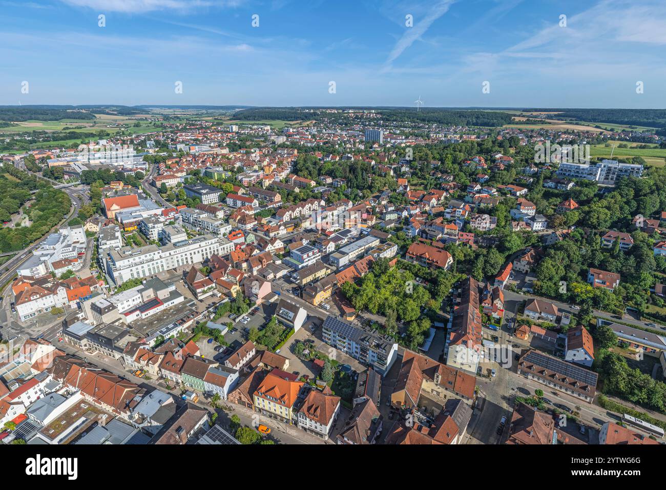 La capitale du district de la moyenne Franconie Ansbach sur le Rezat de Franconie vu d'en haut Banque D'Images