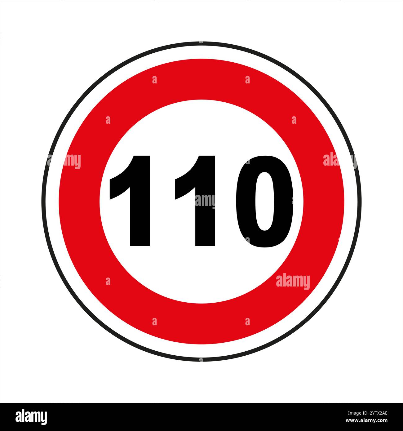 Panneau de signalisation rond indiquant la limite de vitesse de 110, important pour la sécurité routière et les règles de circulation Illustration de Vecteur