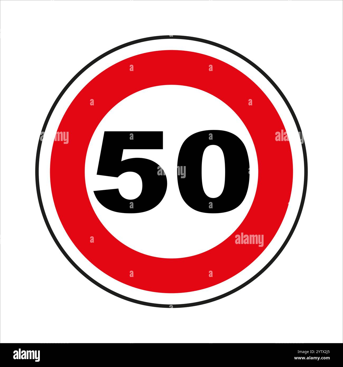 Panneau rond indiquant la limite de vitesse de 50, important pour la sécurité routière Illustration de Vecteur