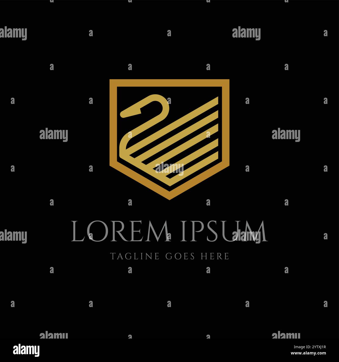 Lettre initiale dorée S pour Swan Shield badge Emblem Label logo Design Vector Illustration de Vecteur