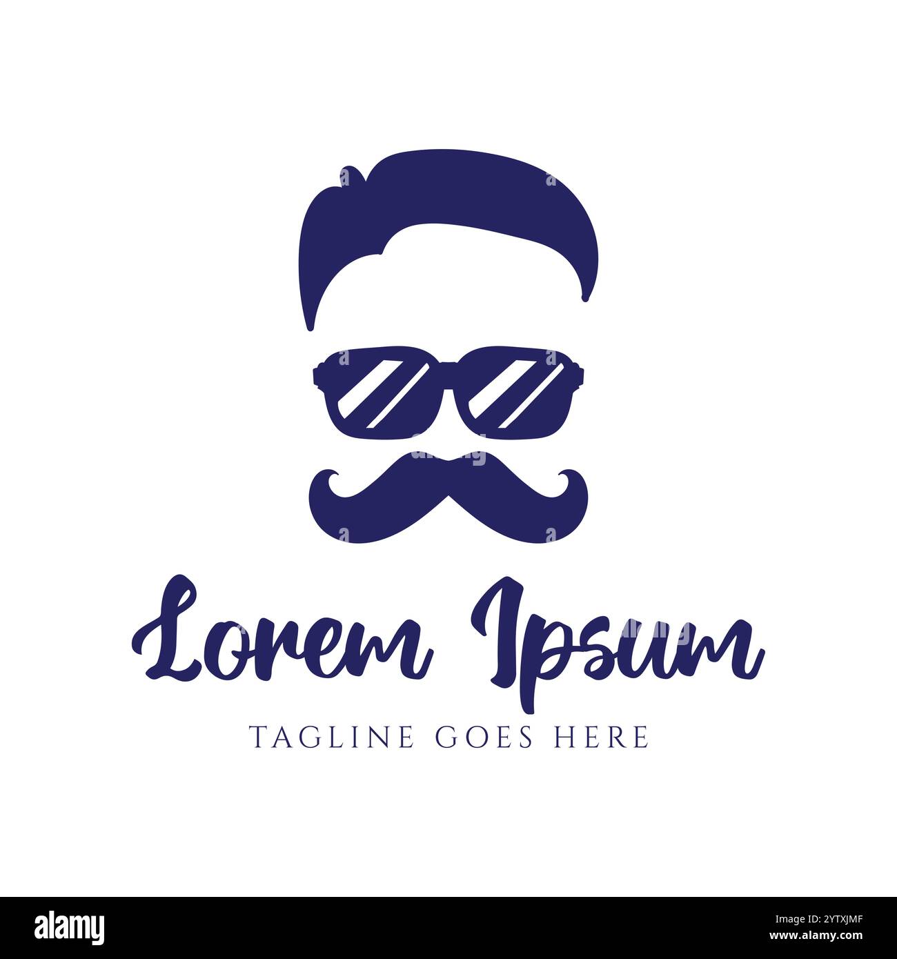 Homme masculin masculin avec coiffure avec lunettes de soleil et moustache pour Gentleman Barbershop logo Design Vector Illustration de Vecteur