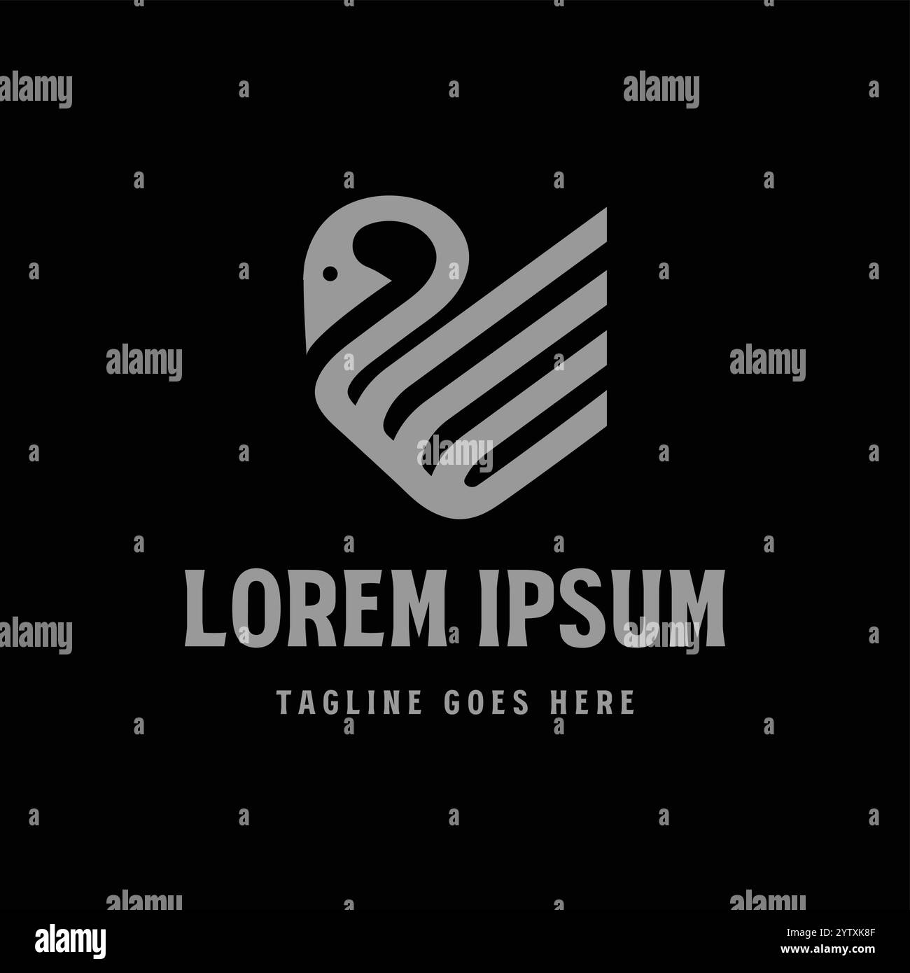 Simple minimaliste luxe Swan Goose Duck Line Outline logo Design vecteur Illustration de Vecteur