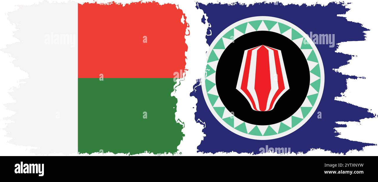 Bougainville et Madagascar grunge drapeaux connexion, vecteur Illustration de Vecteur