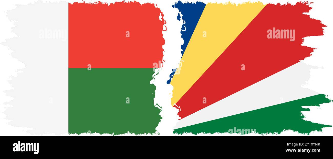 Seychelles et Madagascar grunge drapeaux connexion, vecteur Illustration de Vecteur