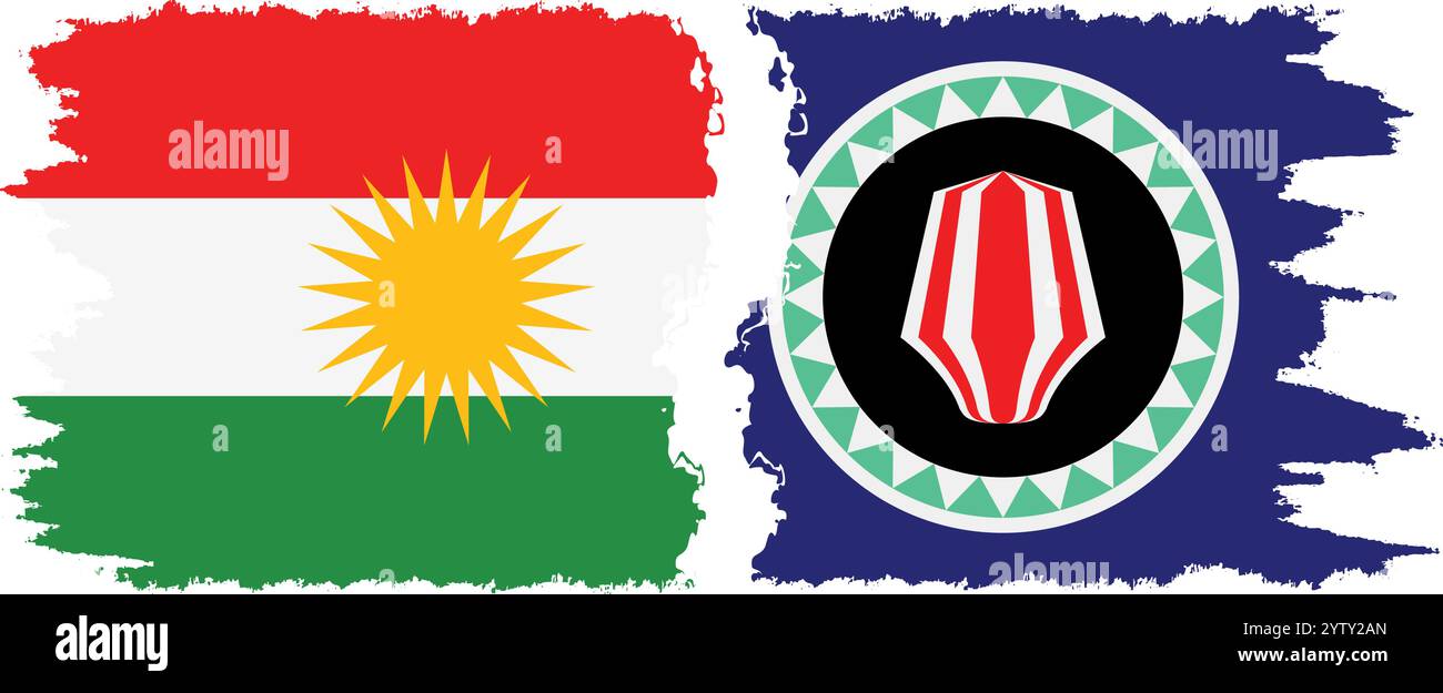 Bougainville et Kurdistan grunge drapeaux connexion, vecteur Illustration de Vecteur