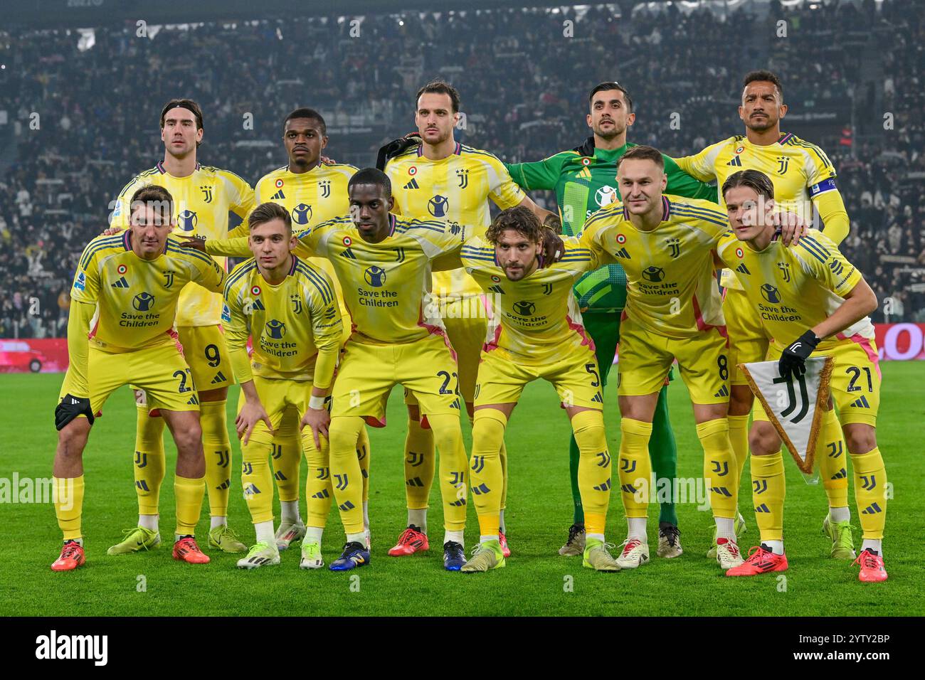 Turin, Italie. 07 décembre 2024. Le Staring-11 de la Juventus pour le match de Serie A entre la Juventus et Bologne au stade Allianz de Turin. Crédit : Gonzales photo/Alamy Live News Banque D'Images