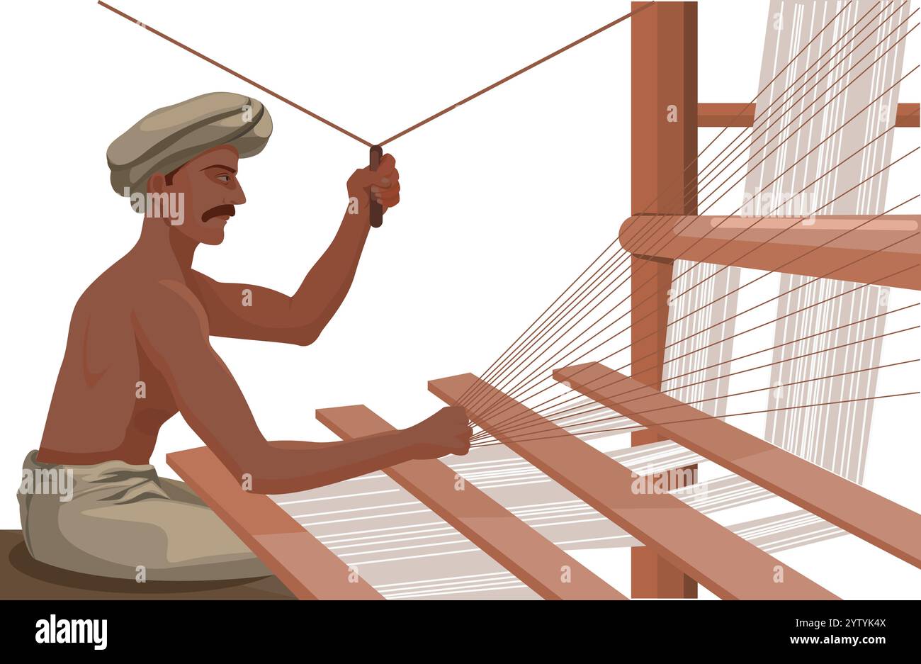 Homme tissant, tisserand, tissage illustration Illustration de Vecteur