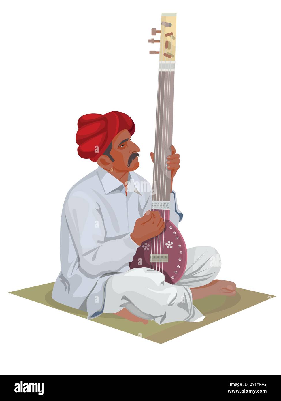 Musicien folklorique indien, conception vectorielle de l'artiste jouant de la musique folklorique Illustration de Vecteur