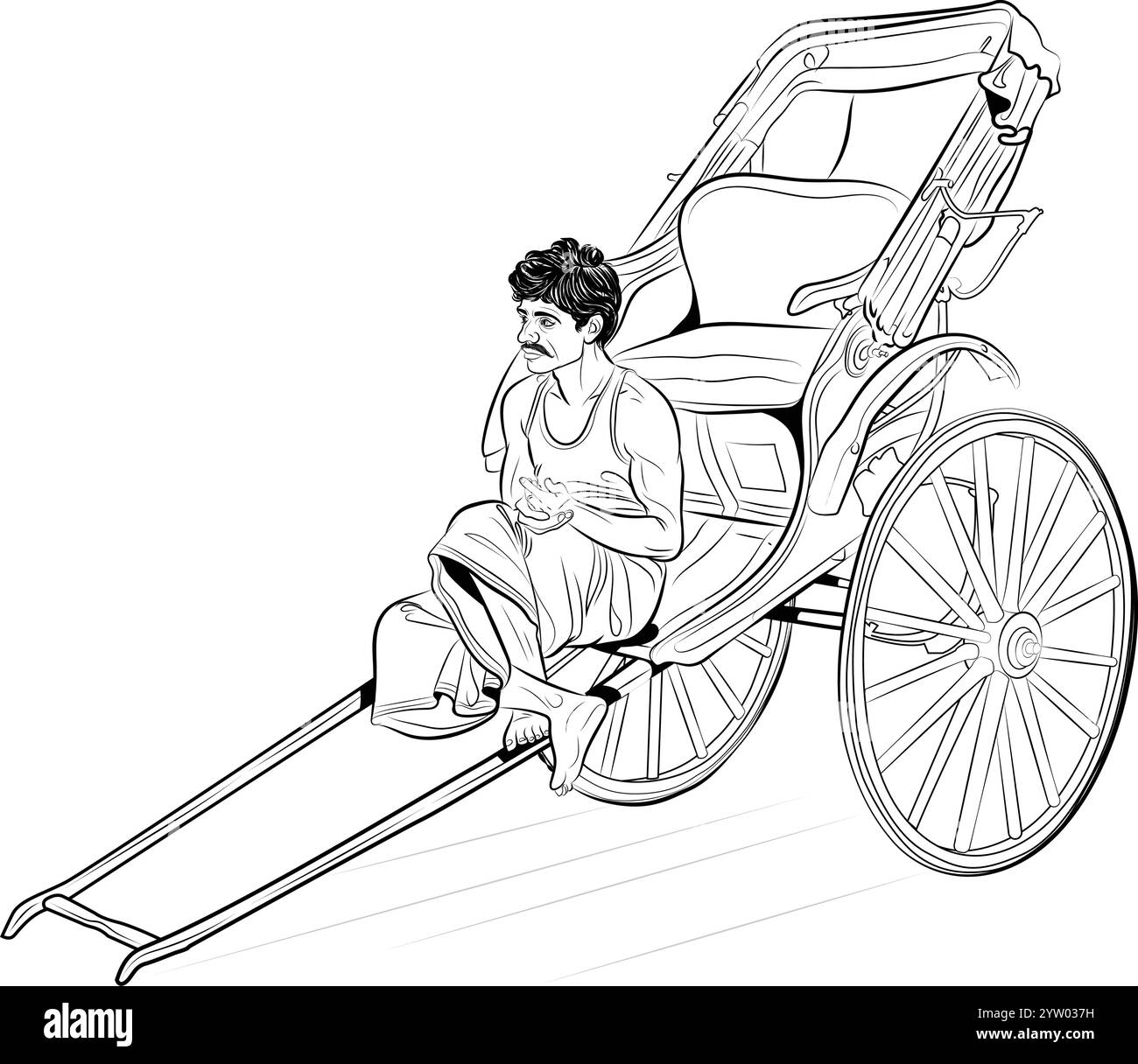 Illustration vectorielle indienne Rickshaw dans un beau contour Illustration de Vecteur