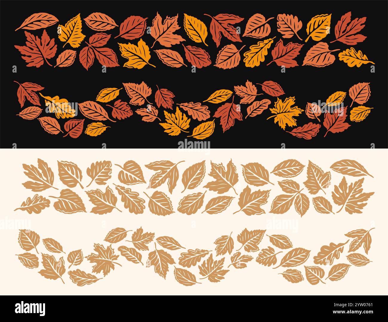 Feuilles tombantes d'automne, ensemble d'éléments décoratifs pour concevoir des cartes de vacances, des bannières Illustration de Vecteur