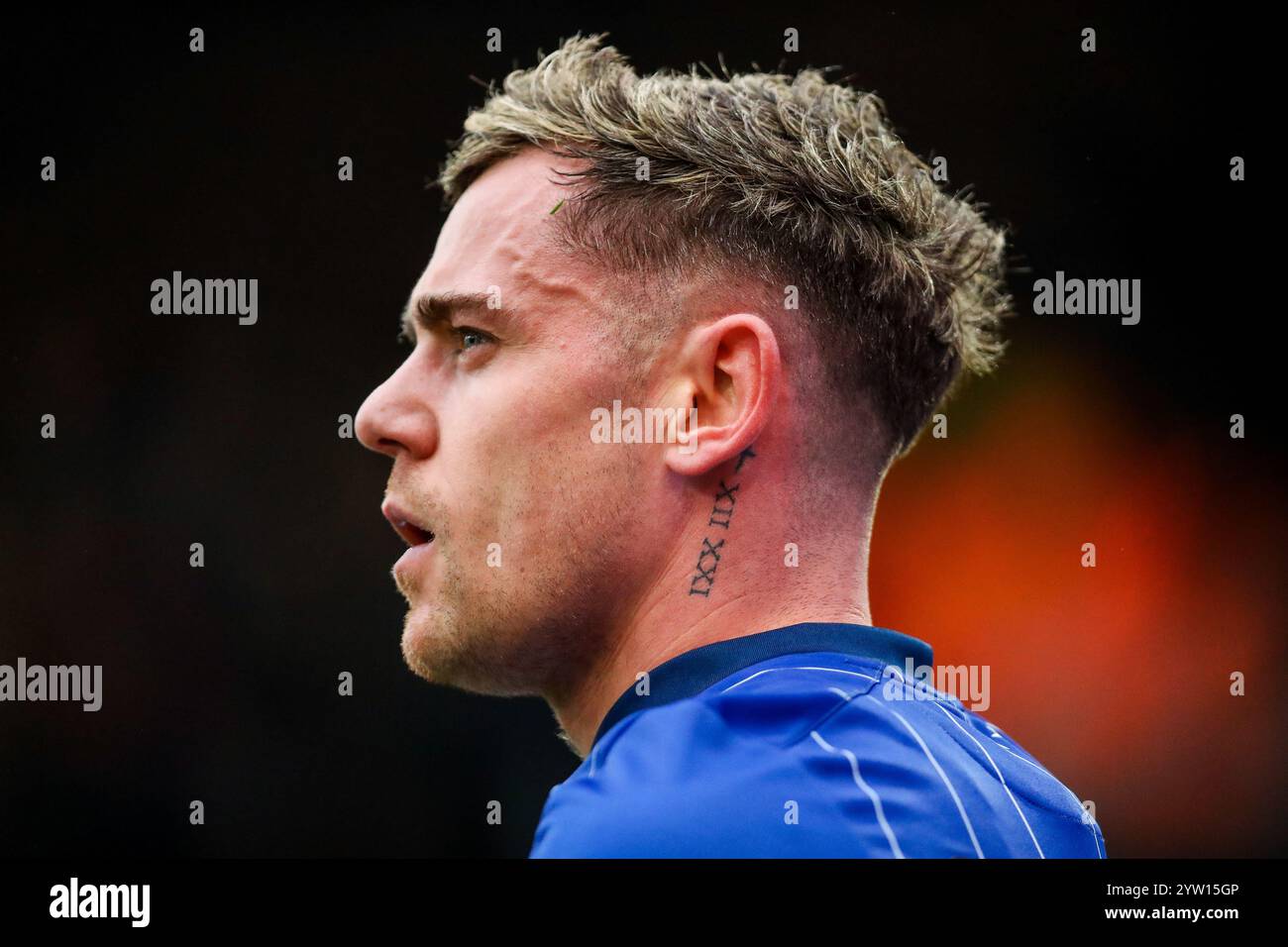 Ipswich, Royaume-Uni. 08 décembre 2024. Une vue détaillée du tatouage de Sam Szmodics d'Ipswich Town lors du match de premier League Ipswich Town vs Bournemouth à Portman Road, Ipswich, Royaume-Uni, le 8 décembre 2024 (photo par Izzy Poles/News images) à Ipswich, Royaume-Uni le 12/8/2024. (Photo par Izzy Poles/News images/SIPA USA) crédit : SIPA USA/Alamy Live News Banque D'Images