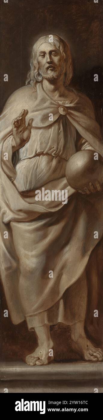 Pieter Paul Rubens, Christ tenant le globe - Salvator Mundi, 1618, huile sur panneau, une partie de l'épitaphe de Jan Michielsen et son épouse Maria Maes ; Anvers, Banque D'Images