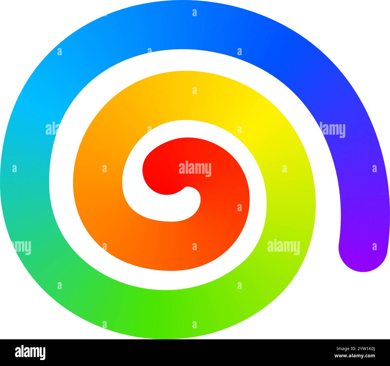 Ligne en spirale colorée arc-en-ciel isolée sur fond blanc. Forme de boucle colorée fraîche. Forme d'hélice multicolore. Figurine doodle organique avec effet dégradé. Illustration vectorielle. Illustration de Vecteur