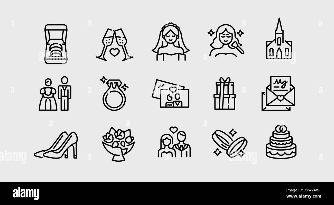 Icon Set de mariage Illustration de Vecteur